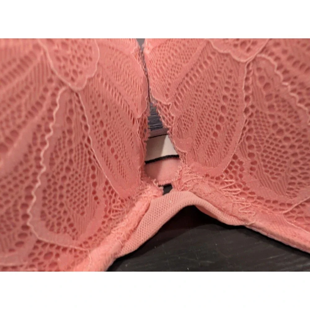 Victoria's Secret 38DD Sexy Lace Push Up Bra Pink Flower mesh underwire NWOT